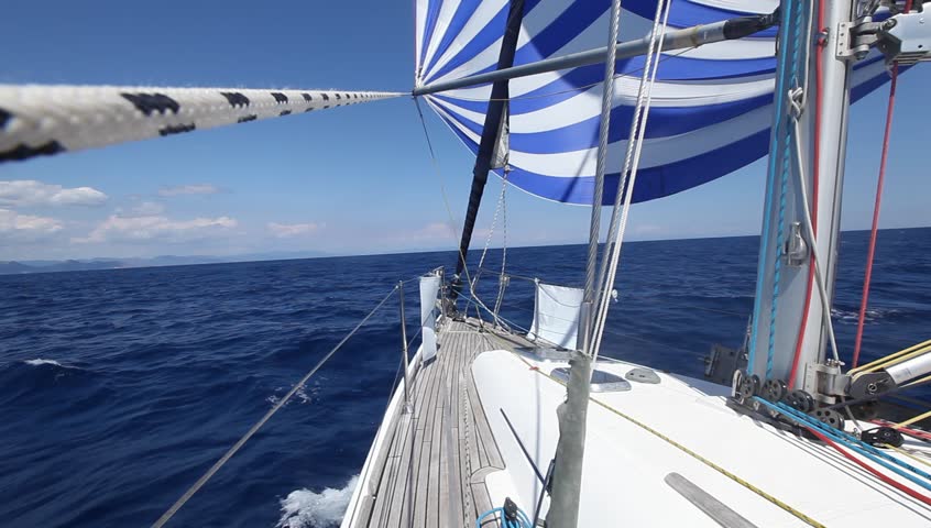 Sailing In The Wind Through The Waves (HD) Sailing Boat Shot In Full HD ...