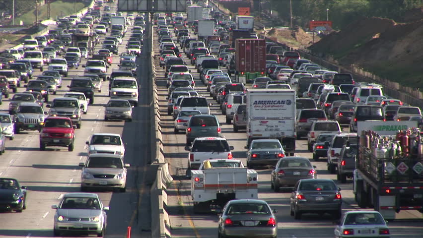 Los Angeles, CA - CIRCA February 2006: Heavy Traffic On Freeway In Both ...