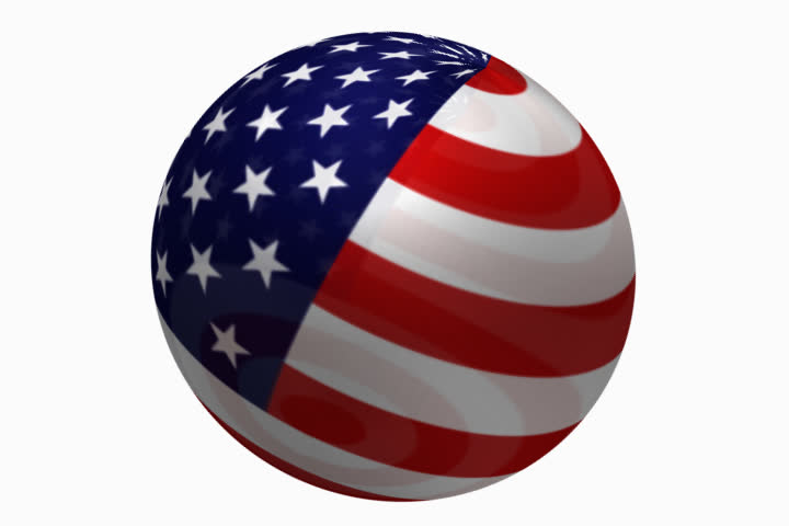 Animation Of The American Flag Wrapped Around A Revolving Globe On An ...