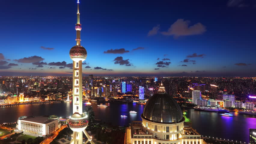 SHANGHAI, CHINA - CIRCA JULY 2012: Overlooking The Shanghai Night View ...