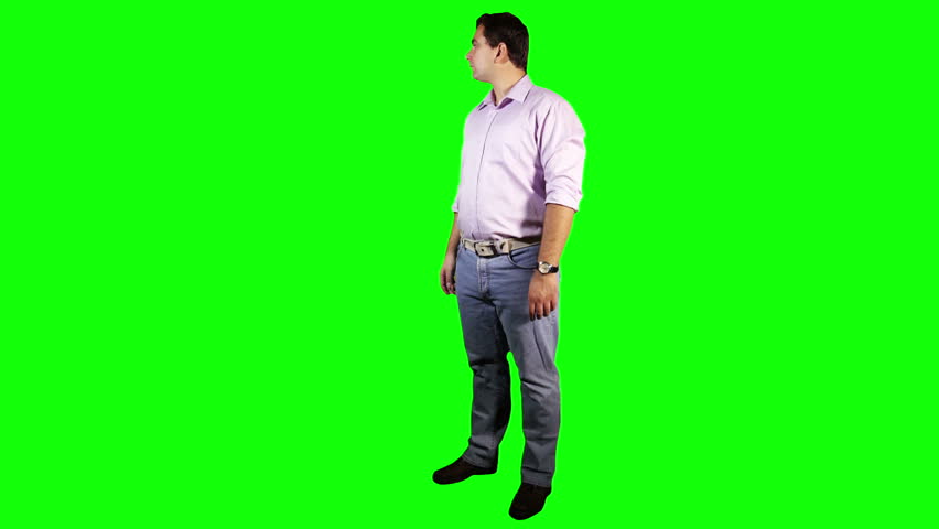 Young Man Virtual Board Gestures Full Body Greenscreen Footage Was Shot ...