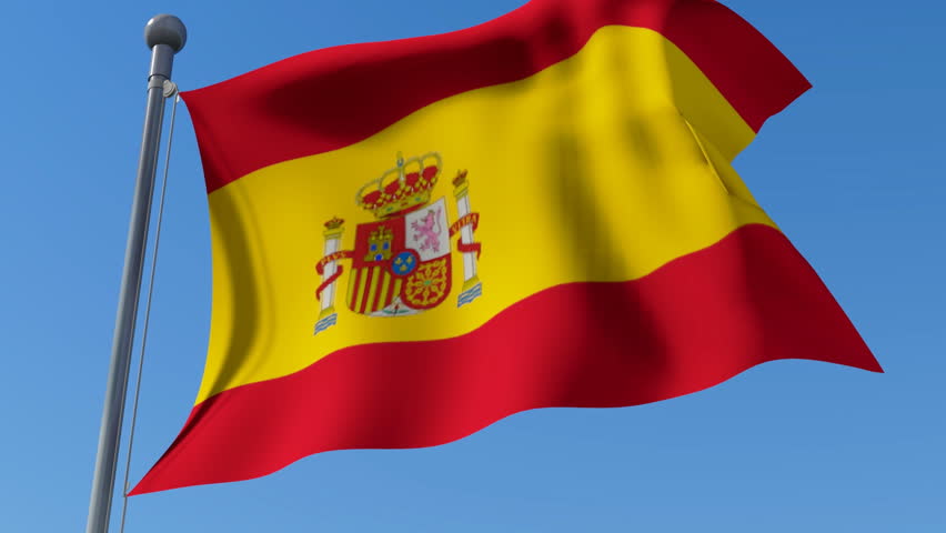 Spain Flag Waving Against Time-lapse Clouds Background Stock Footage ...