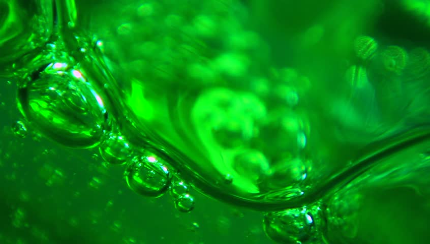 Extreme Macro Of Bubbles In Green Jello Cream (gel). Stock Footage ...