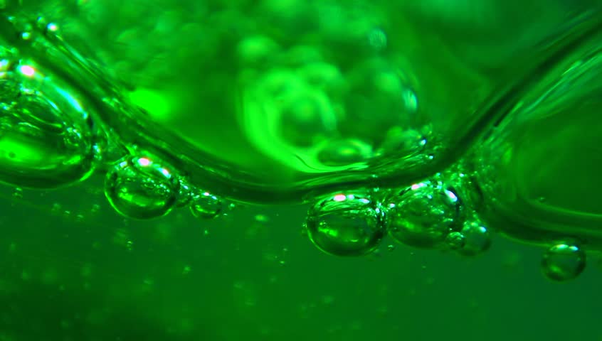 Extreme Macro Of Bubbles In Green Jello Cream (gel). Stock Footage ...