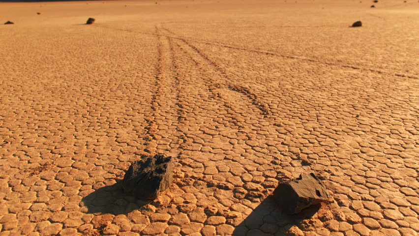 Twin Sliding Stones Timelapse At Death Valley Racetrack Playa Stock ...