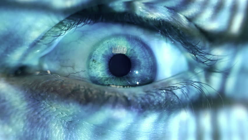 Macro Video Of A Human Eye With Binary Code Projections Stock Footage ...