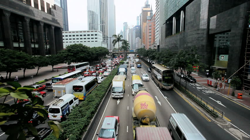 Hong Kong - November 2012: View Of Busy Road Traffic City Centre ...