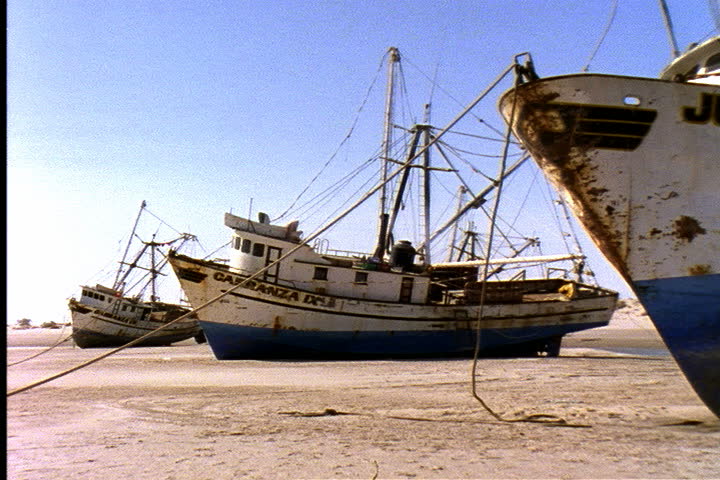 BAJA CALIFORNIA - JUNE 04, 1996: Grounded And Abandoned Shrimp Boats In ...