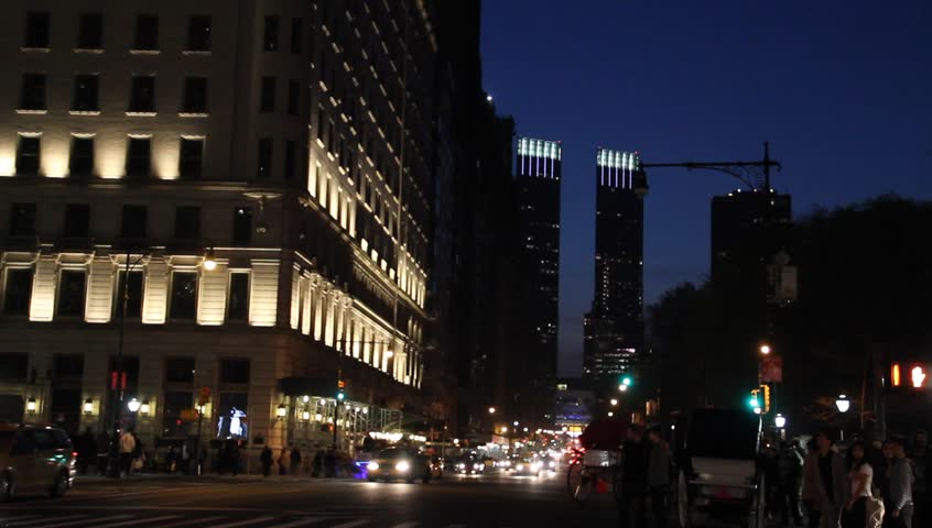 NEW YORK - CIRCA 2013: Central Park South And Fifth Avenue Night Circa ...