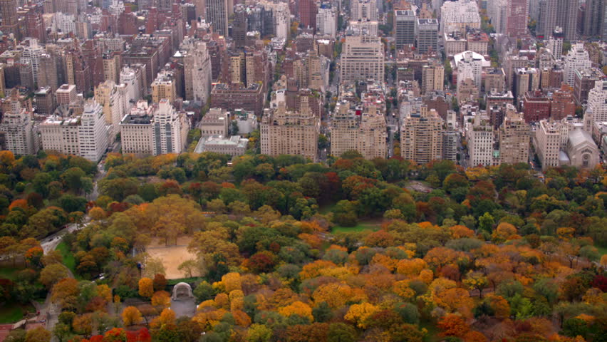 Aerial Shot Of Central Park In Autumn Color Stock Footage Video 4580153 ...