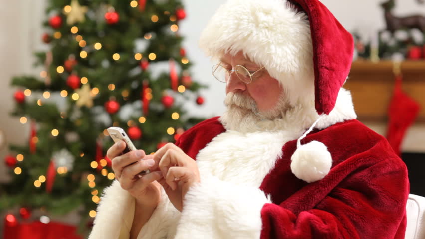 Santa Claus Talking On Cell Phone Stock Footage Video 4618766 ...