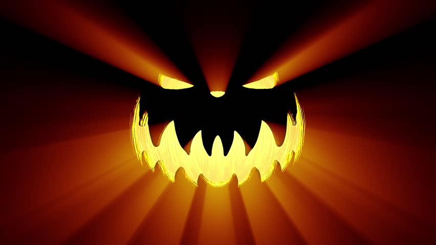 Shining Jack-O-Lantern. Halloween Pumpkin With Scary Face Isolated On ...