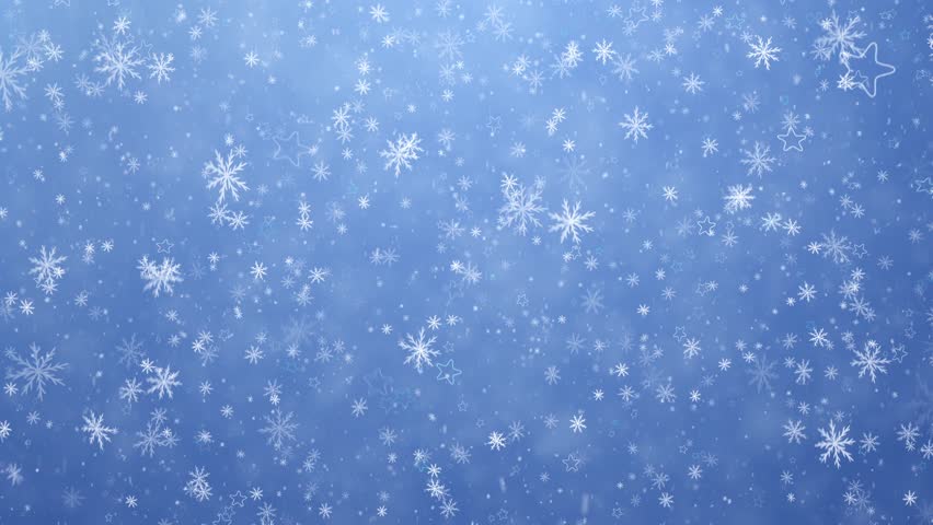 Winter Christmas Background, Falling Snowflakes And Stars Stock Footage ...