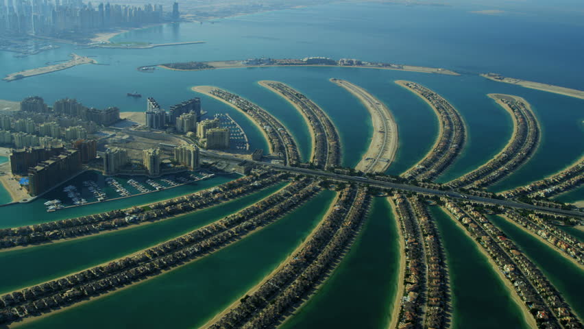 Aerial View Of Palm Jumeirah An Artificial Archipelago Created From ...