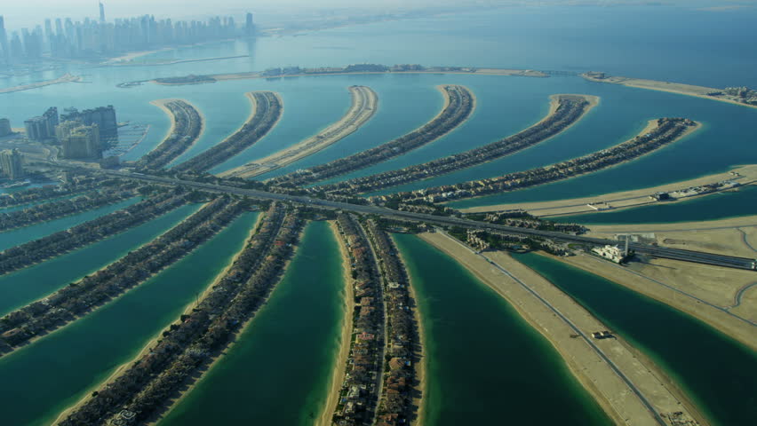 Aerial View Of Palm Jumeirah An Artificial Archipelago Created From ...