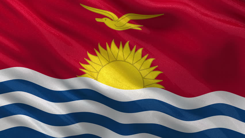 Flag Of Kiribati Gently Waving In The Wind. Seamless Loop With High ...