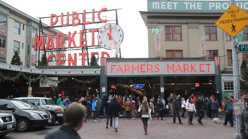 SEATTLE, WASHINGTON - CIRCA 2013: Public Market Exterior At Pike's ...