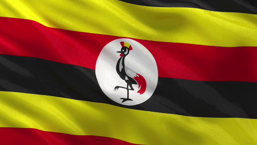 Closeup Cropped View Of A Fluttering National Flag Of Uganda Stock ...