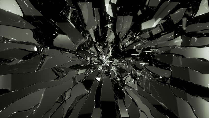 Cracked And Shattered Black Glass With Slow Motion. Alpha Is Included ...