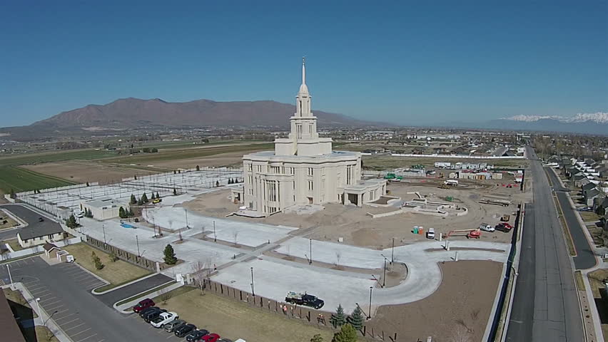 PAYSON, UTAH - MAR 2014: Aerial LDS Mormon Payson Utah Temple ...