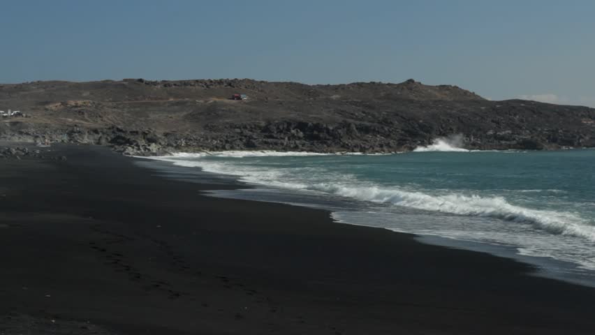 Black Sand Beach - Playa Del Janubio, Lanzarote Stock Footage Video ...