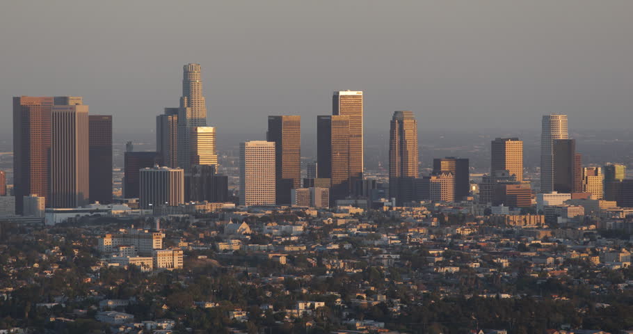 Aerial View Los Angeles Downtown Skyline Commercial Area High Rise ...