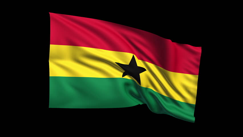 Seamless Looping Republic Of Ghana Flag Waving In The Wind (Alpha ...