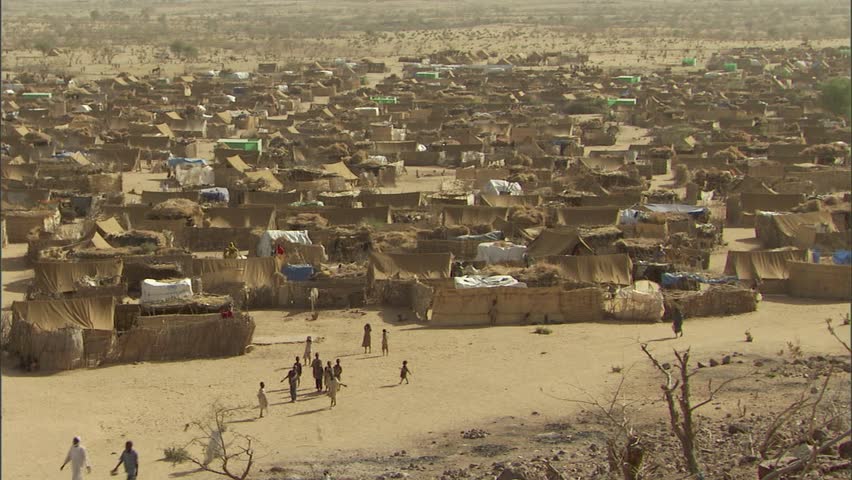 Refugees Playing Soccer In Street Of Camp In Farchana, Chad, Stock ...