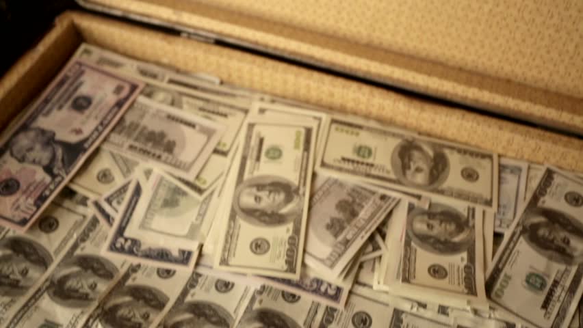 Stacks Of 100 Dollar Bills In A Vintage Briefcase Stock Footage Video ...