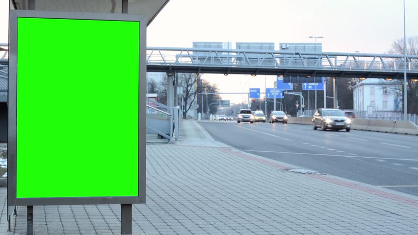 Billboard&television On A Building - Green Screen - Street With People ...