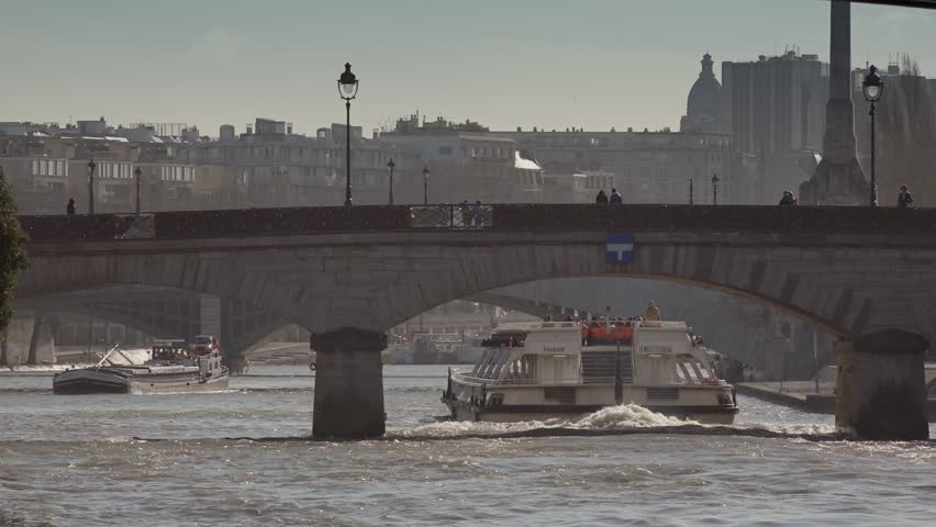 Boat Tour Under Pont Neuf Bridge Seine River, Paris - 60fps Boat Tour ...