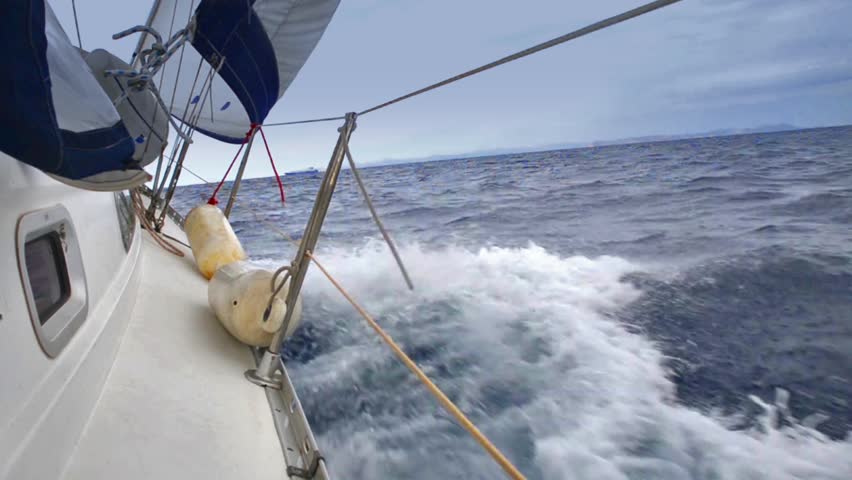 A Sail Blows In The Wind On A Boat Stock Footage Video 1610053 ...